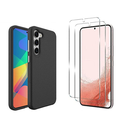 For Samsung Galaxy A16 Rugged Black Case + 2 x Screen Protector