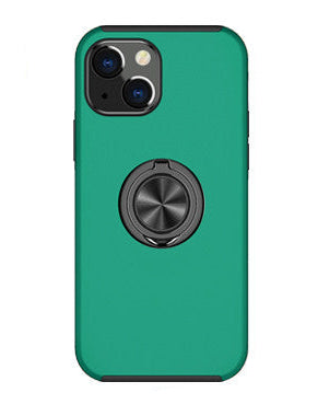 For iPhone 13 Slim Case with Metal Ring Stand-Dark Green