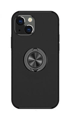 For iPhone 15 Plus Slim Case with Metal Ring Stand,Black Colour