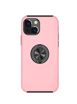 For iPhone 13 Slim Case with Metal Ring Stand-Pink Colour