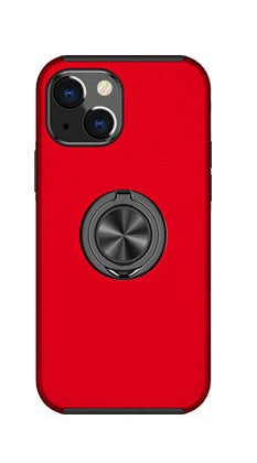 For iPhone 13 Slim Case with Metal Ring Stand-Red Colour