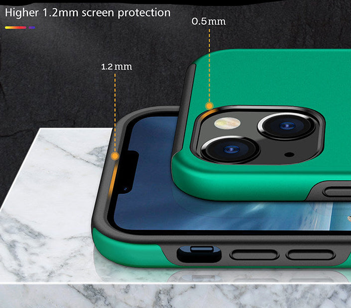 For iPhone 13 Slim Case with Metal Ring Stand-Dark Green