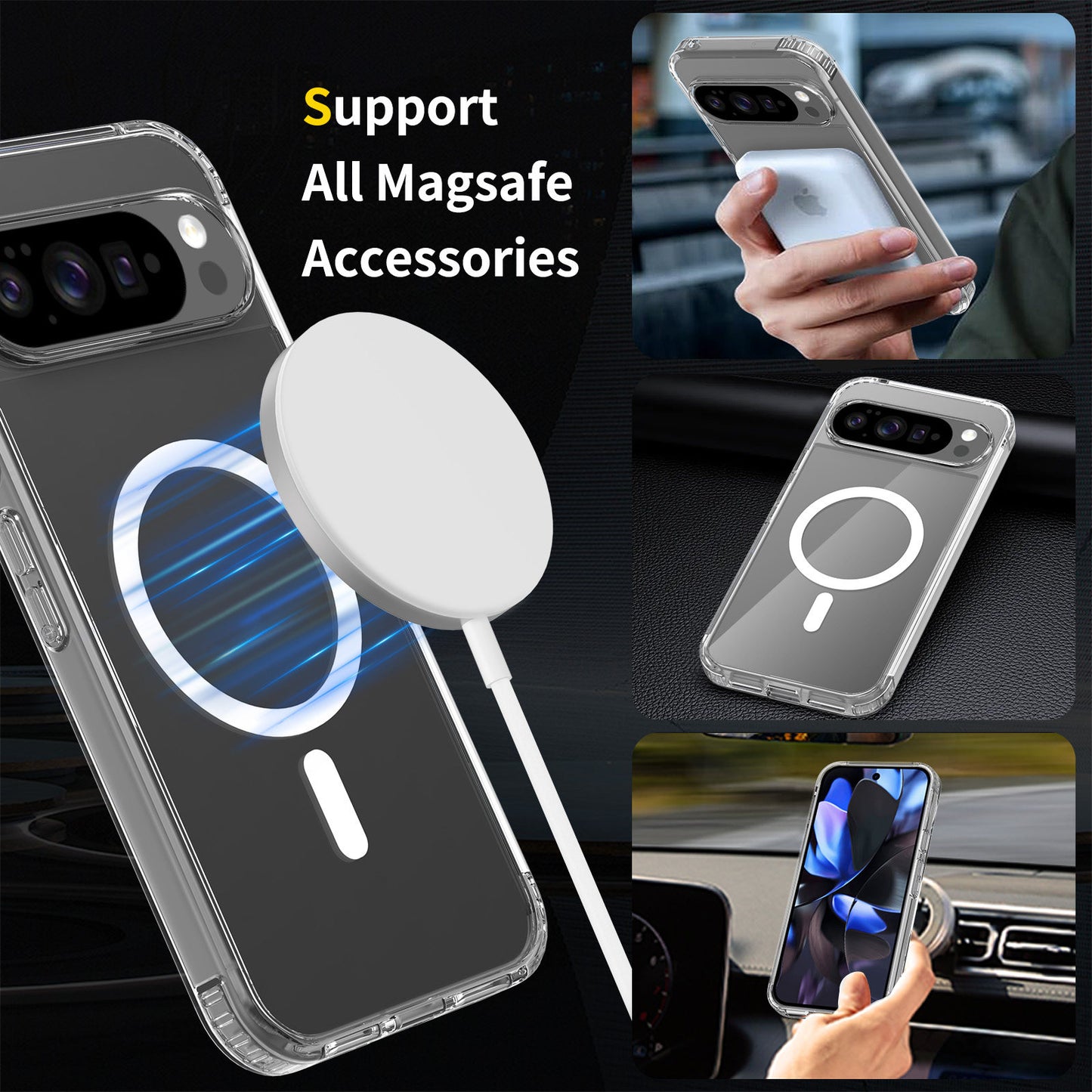 Magsafe Case for Google Pixel 9 Pro XL, Magnetic Clear Case