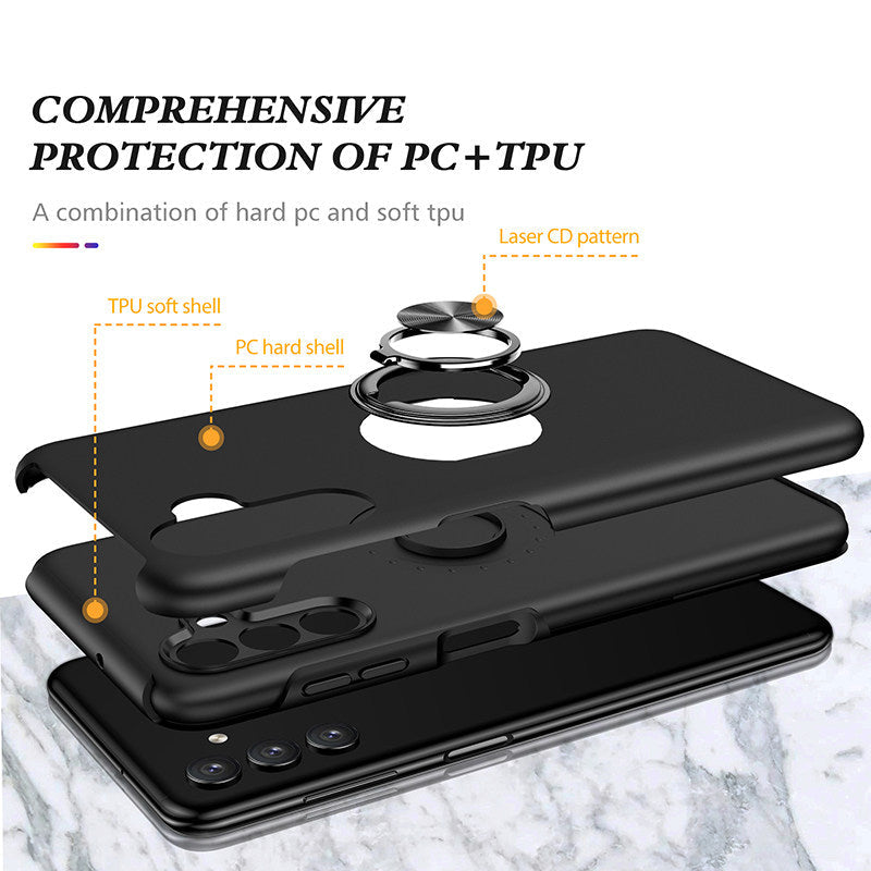 For Samsung Galaxy A17 Slim Case with Metal Ring Stand-Black Colour