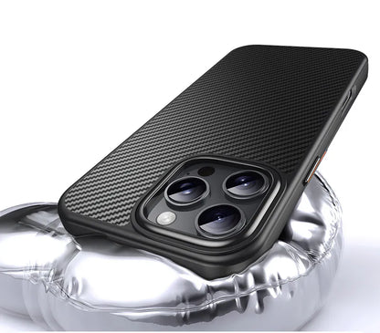 For Apple iPhone 12 Pro Max Fiber Rugged Magsafe Case TPU Cover-Black