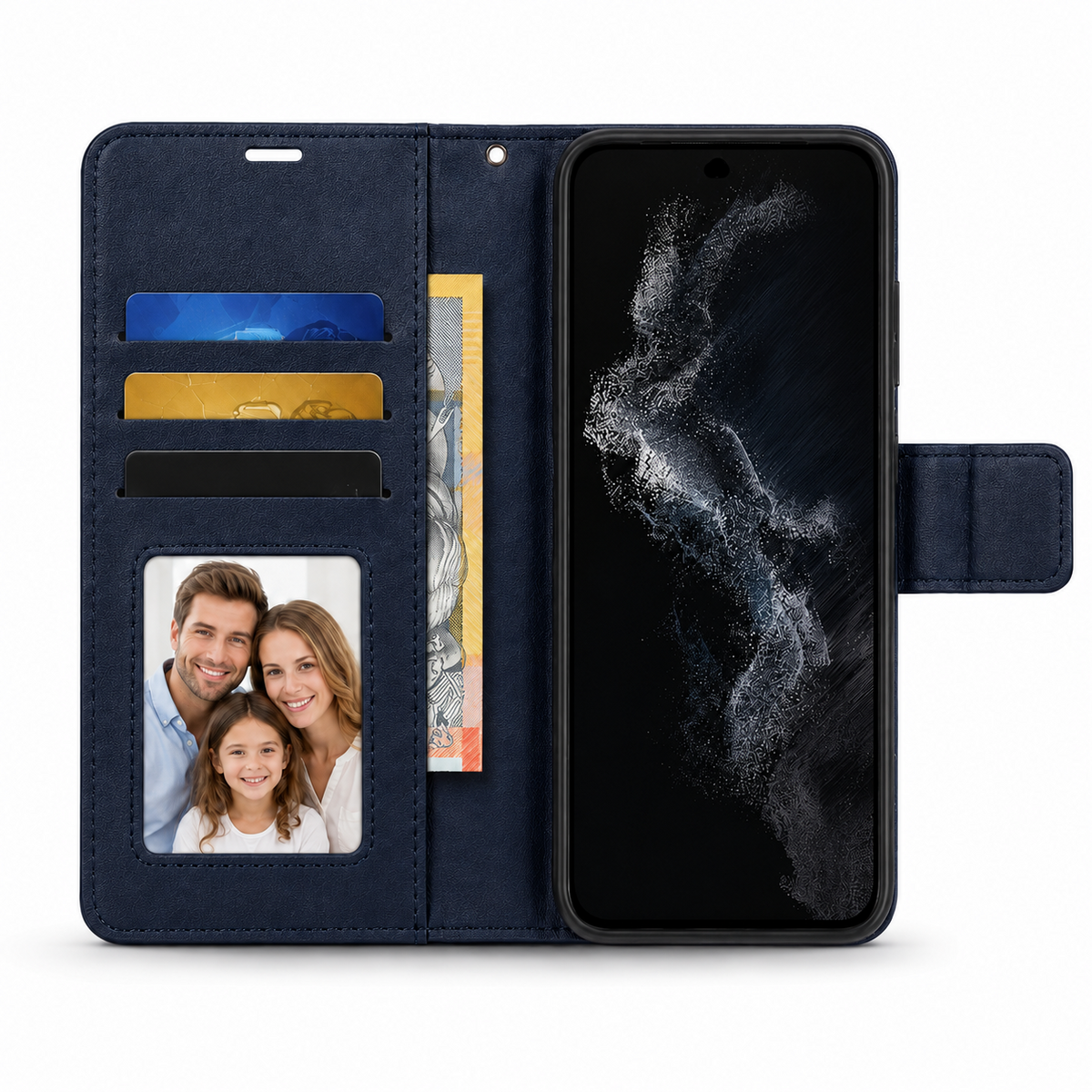 For Samsung Galaxy A17 Wallet Case Blue + 2 x Screen Protectors