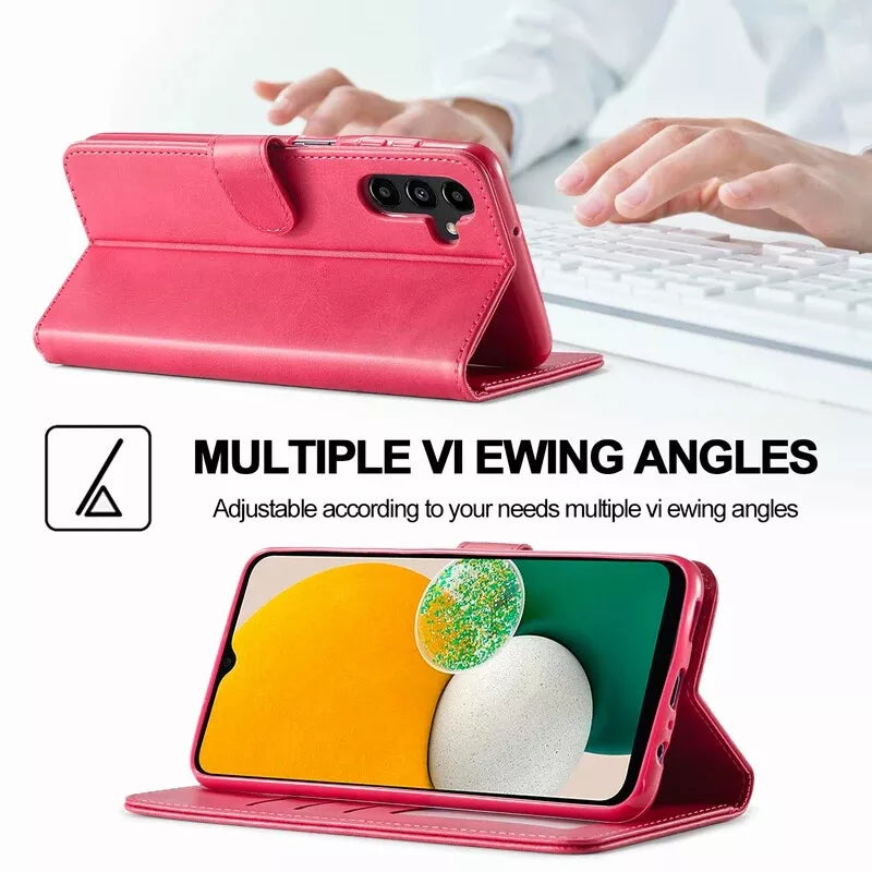 For Samsung Galaxy A56 Matte Wallet Flip Hot Pink colour Case