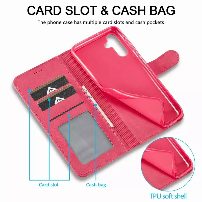 For Samsung Galaxy A56 Matte Wallet Flip Hot Pink colour Case