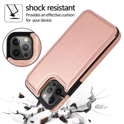 For iPhone 12 Pro Max Back Wallet Case with Card holder Rosegold