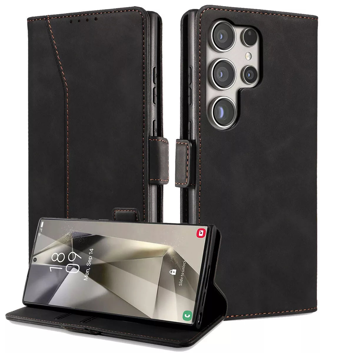 For Samsung Galaxy S24 Wallet Case Black Colour Folio Flip Cover
