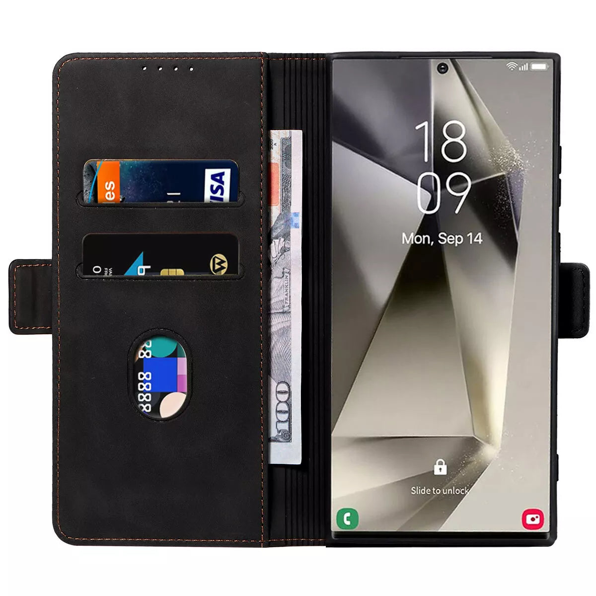 For Samsung Galaxy S24 Wallet Case Black Colour Folio Flip Cover