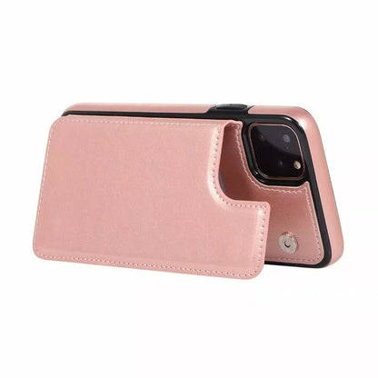 For iPhone 12 Pro Max Back Wallet Case with Card holder Rosegold