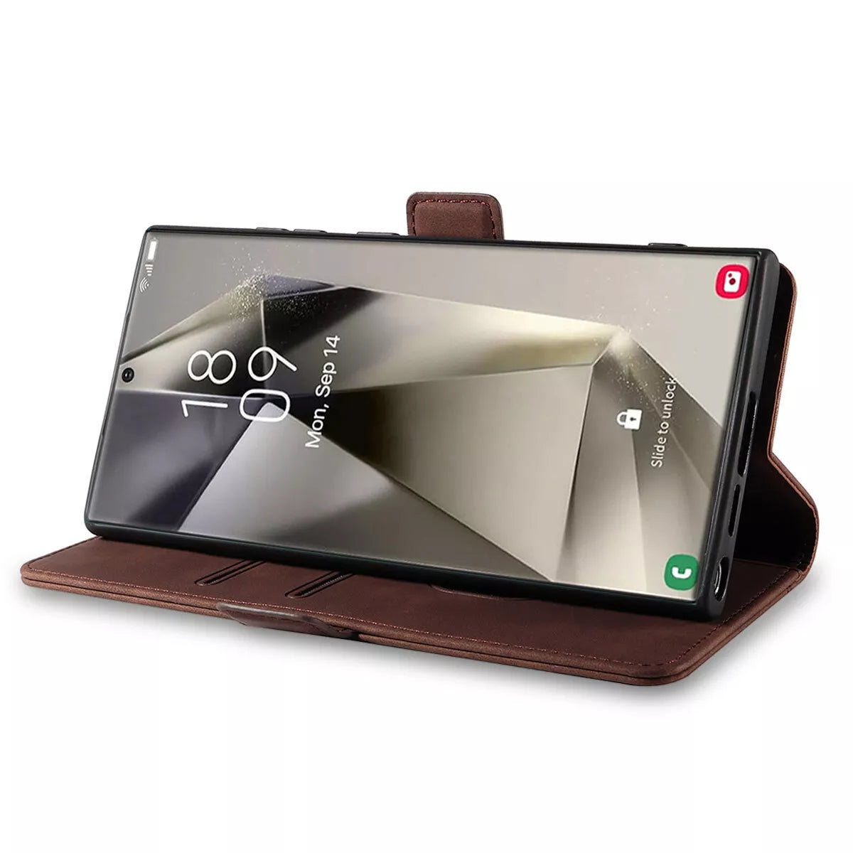 For Samsung Galaxy S24 Ultra Wallet Case Brown Colour Folio Flip Cover