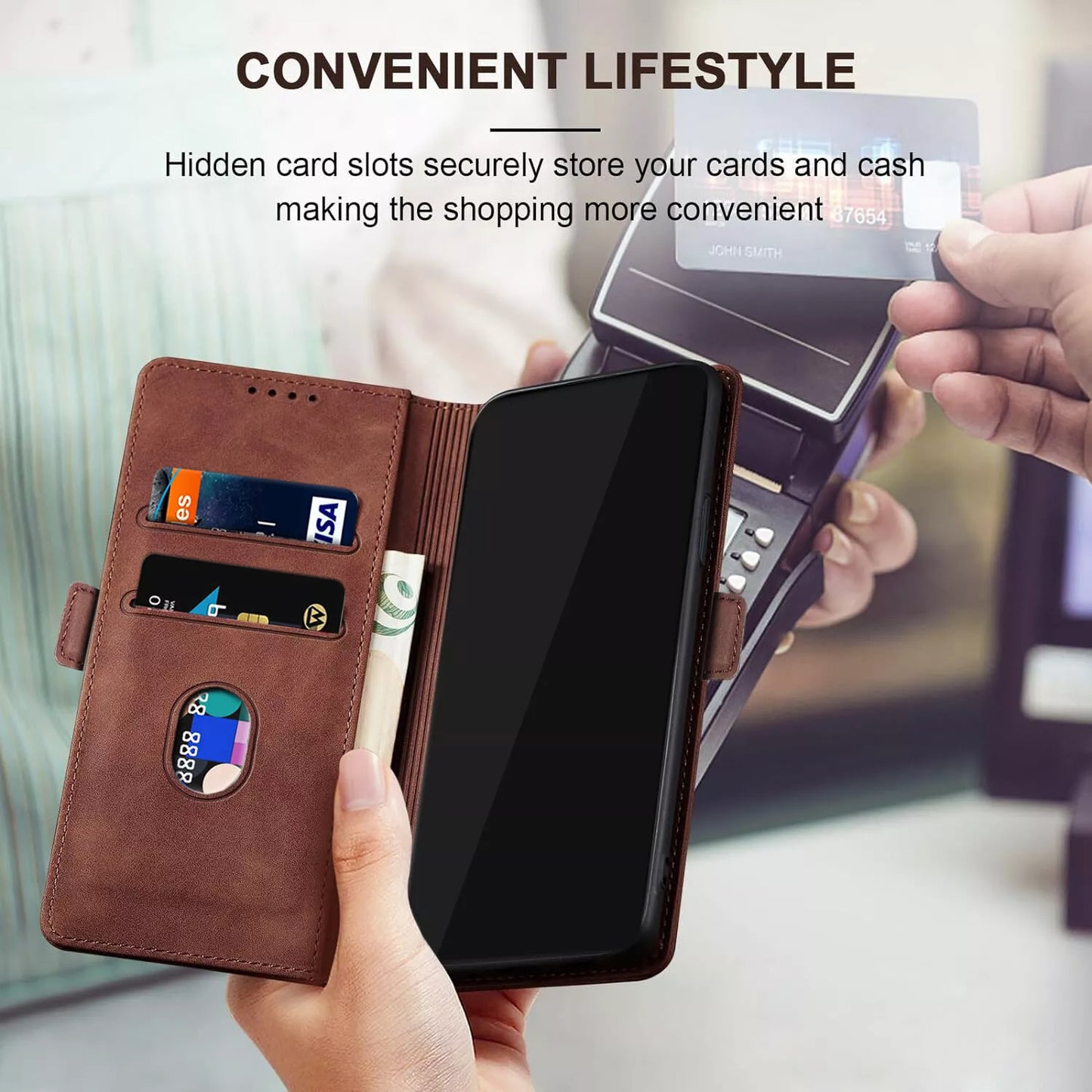 For Samsung Galaxy S24 Ultra Wallet Case Brown Colour Folio Flip Cover