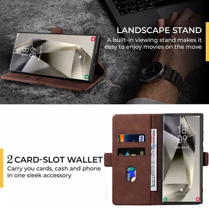 For Samsung Galaxy S24 Ultra Wallet Case Brown Colour Folio Flip Cover