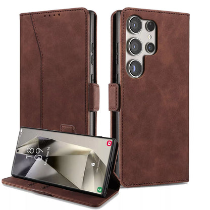For Samsung Galaxy S24 Ultra Wallet Case Brown Colour Folio Flip Cover