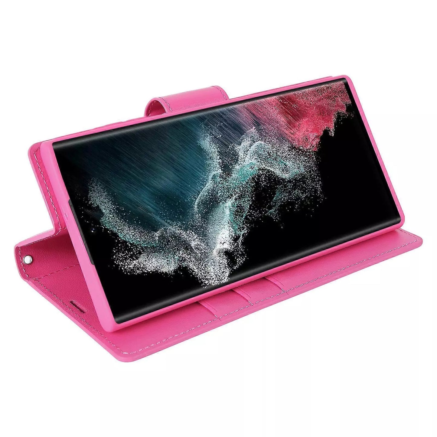 For Samsung Galaxy S25 Wallet Case with Card holder Hot pink Colour Flip Cover