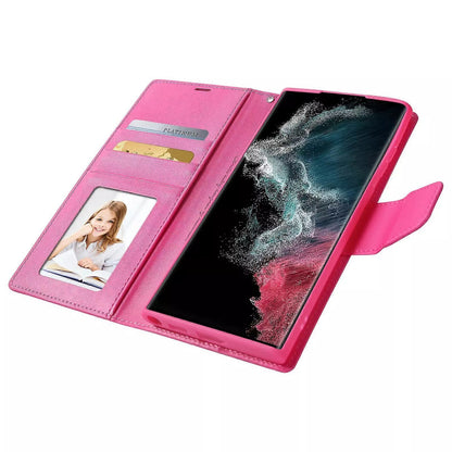For Samsung Galaxy S25 Wallet Case with Card holder Hot pink Colour Flip Cover