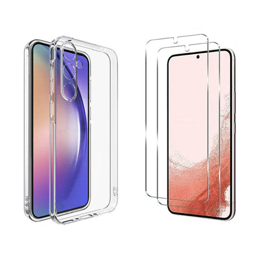 For Samsung Galaxy A17 Clear Phone Case + 2 x Screen Protectors
