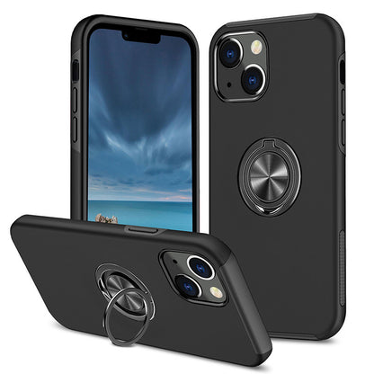 For iPhone 15 Plus Slim Case with Metal Ring Stand,Black Colour