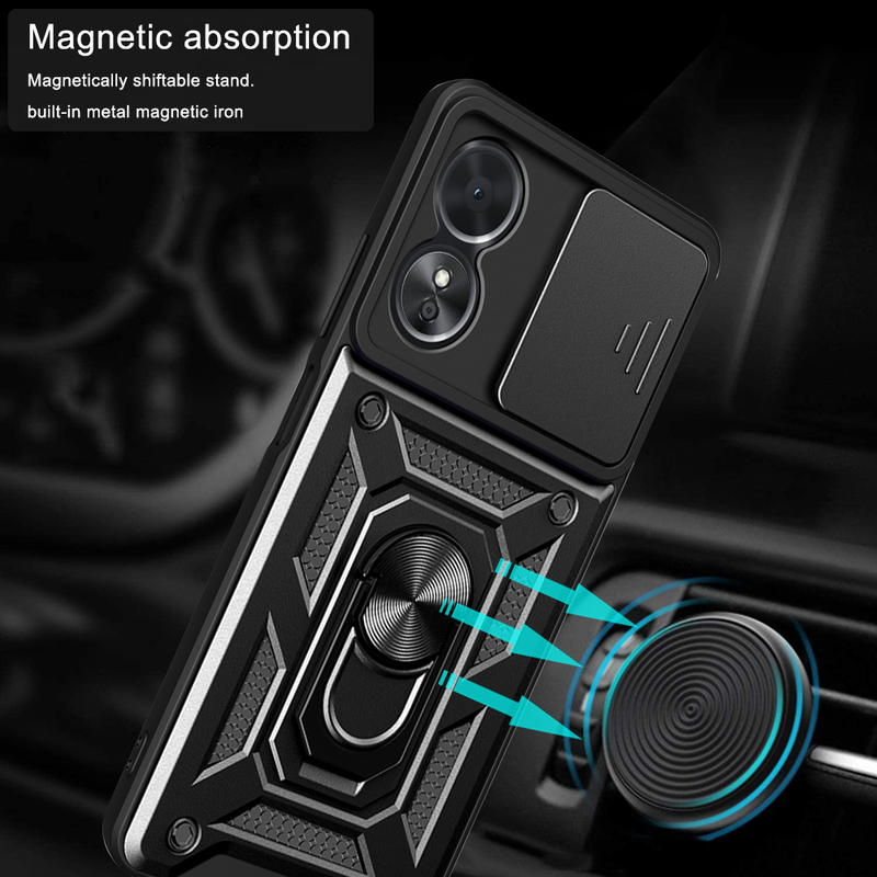 For Oppo Reno13 5G Shockproof case with Camera Lens Protection-Black