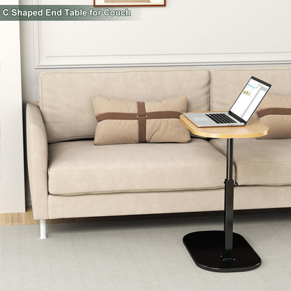 Small  Height Adjustable C Shaped End Table for Sofa and Bed