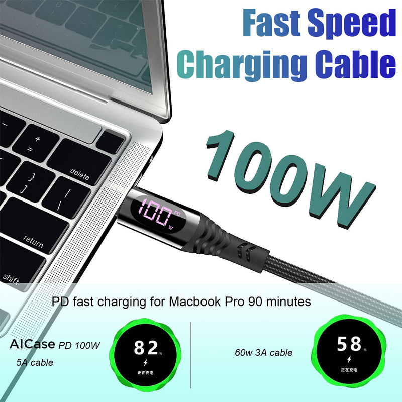 2 x Type C to USB-C Cable  Fast Charging Cable with LED Display For iPhone 16 15 and Samsung