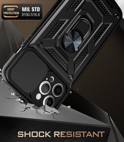 For Apple iPhone 15 Shockproof Case with  Kickstand Cover,Black