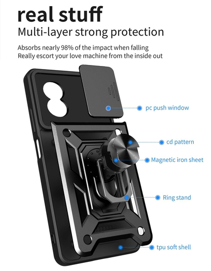 For Oppo Reno13 5G Shockproof case with Camera Lens Protection-Black