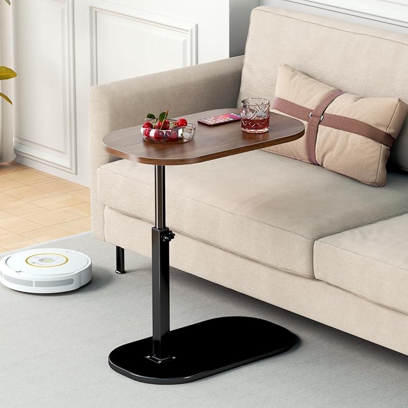 Small  Height Adjustable C Shaped End Table for Sofa and Bed