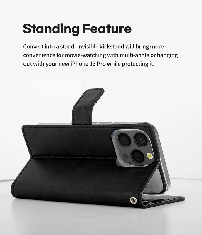 Flip Wallet Case for iPhone 14 -Black