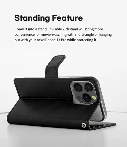 Flip Wallet Case for iPhone 14 -Black