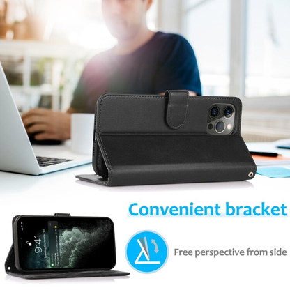 For iPhone 16 Plus Magnetic Detachable Black Wallet Case