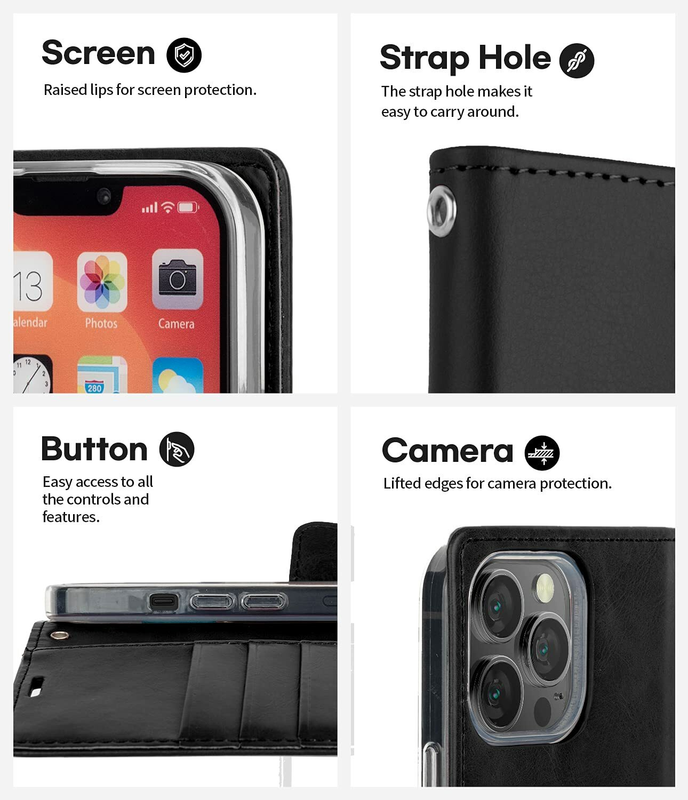 Flip Wallet Case for iPhone 14 -Black