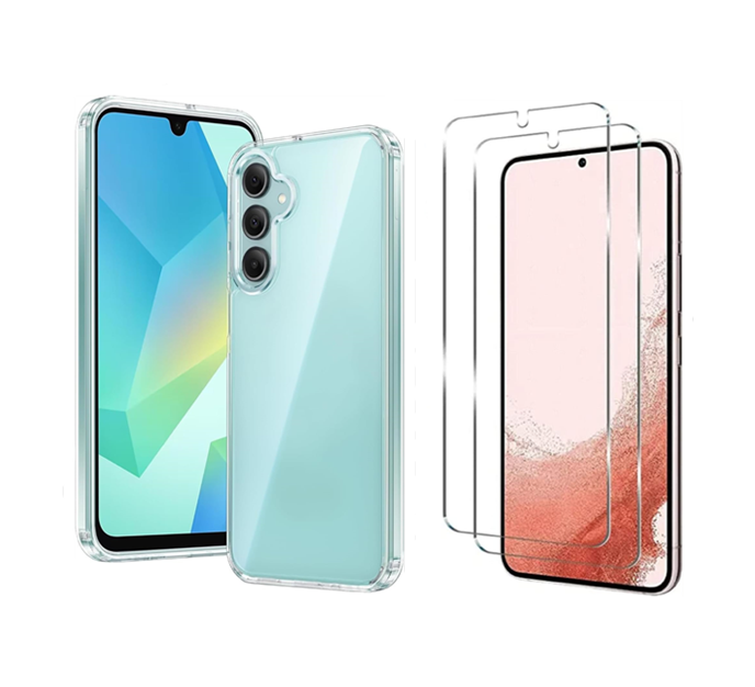Tough Clear Case for  Samsung Galaxy A16 + 2 x Screen Protectors