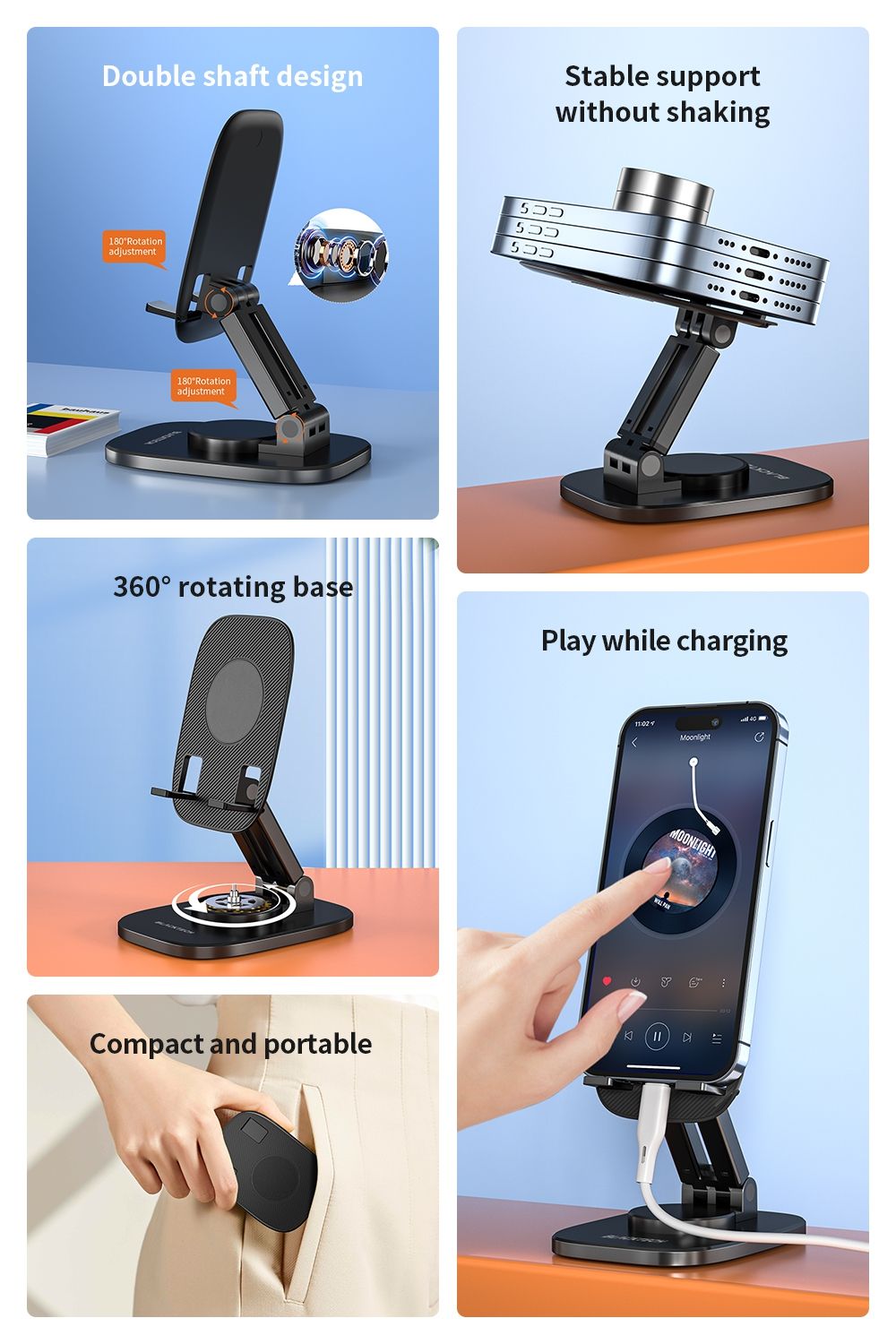 Universal Portable Folding Desktop Stand - Black