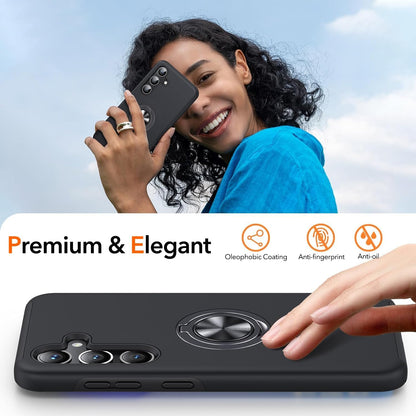 For Samsung Galaxy S23 FE Case with Ring Holder Black Case