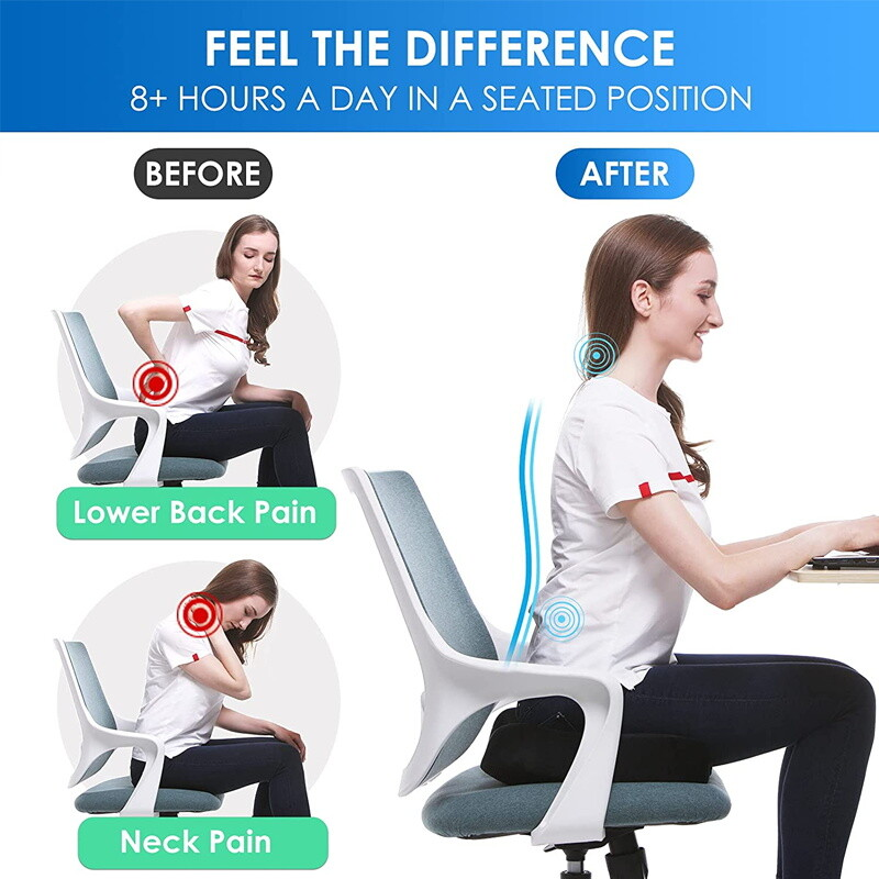 Seat Cushion Memory Foam Pad  For Chair-Black Colour