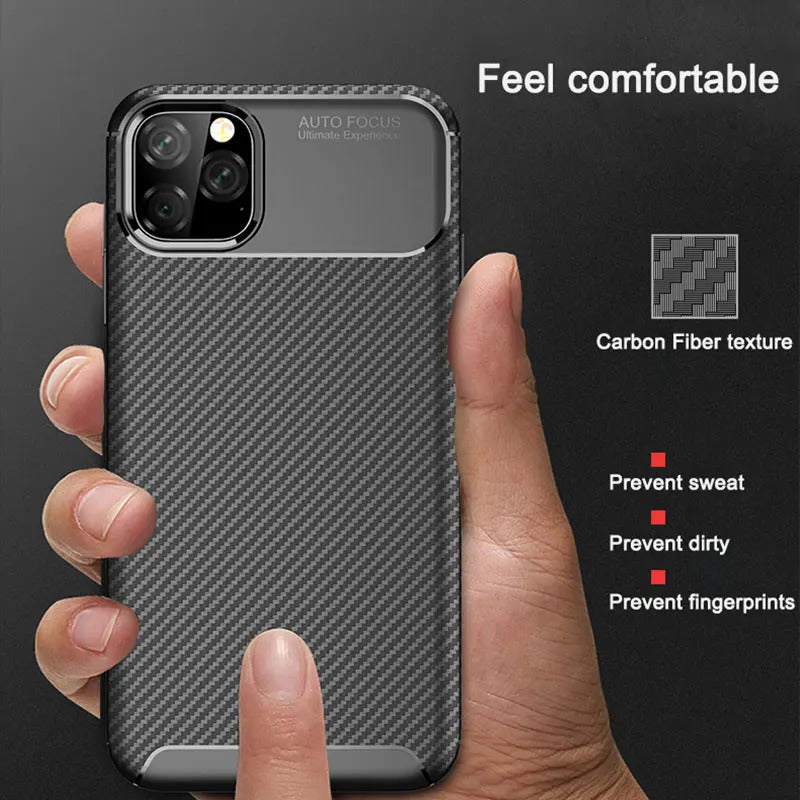 For Apple iPhone 13 Pro Fiber Rugged Case TPU Cover-Black