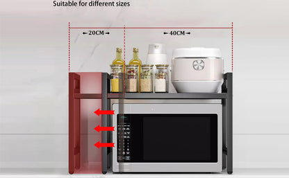 Universal Expandable Microwave Oven Rack, 2 Tier Kitchen Countertop Shelf