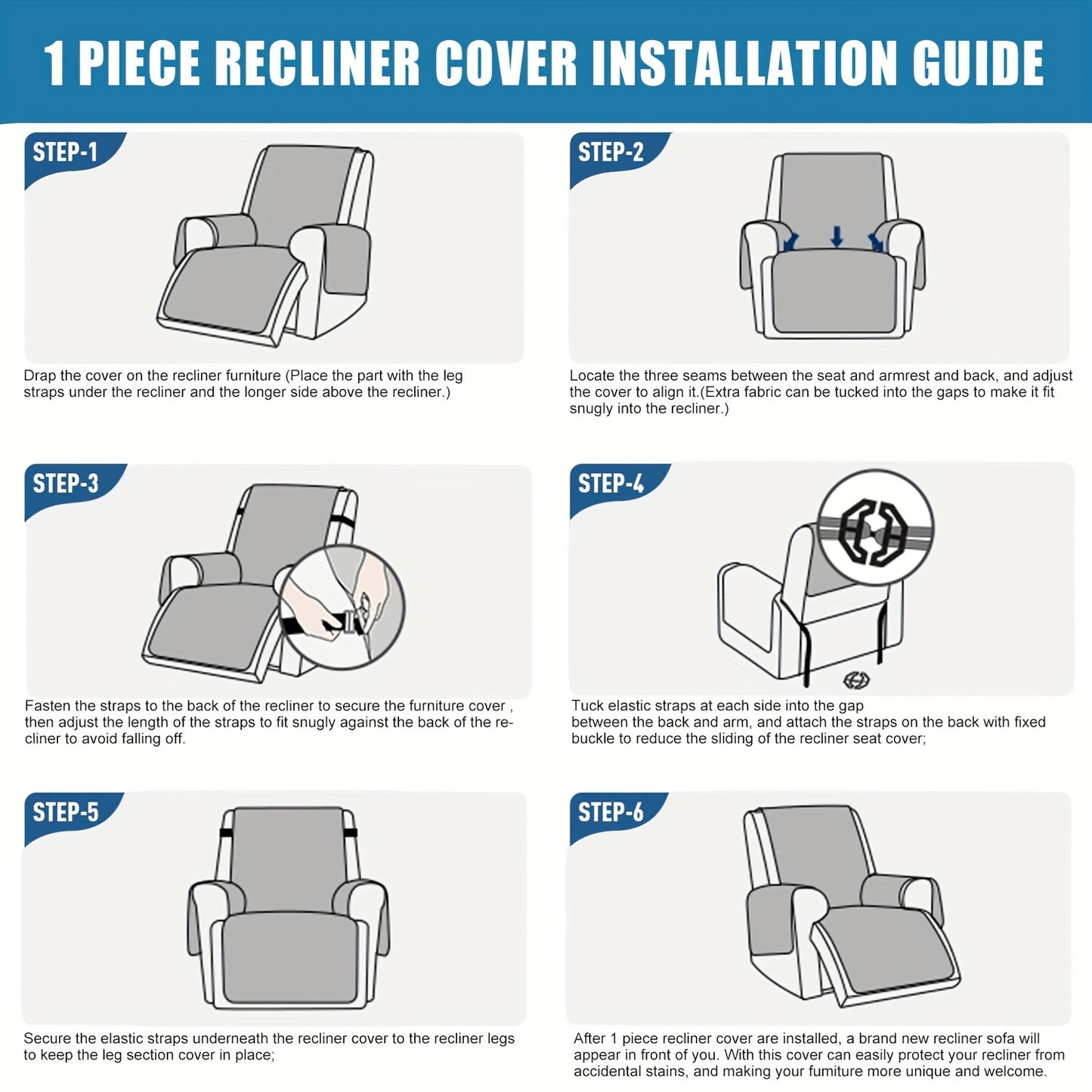 1pc Recliner Chair Cover Pad  for 1 Seater Sofa Slipcover