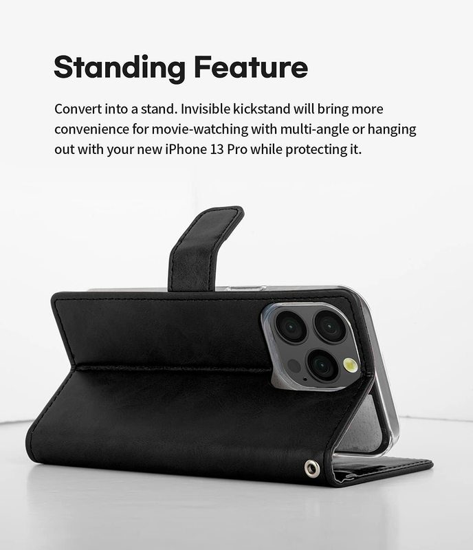 Flip Wallet Case for iPhone 14 -Black