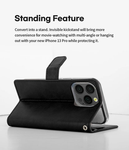Flip Wallet Case for iPhone 14 -Black