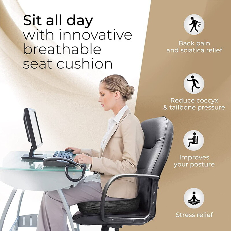 Seat Cushion Memory Foam Pad  For Chair-Black Colour