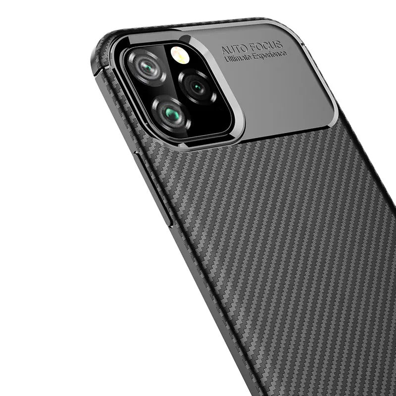 For Apple iPhone 13 Pro Fiber Rugged Case TPU Cover-Black