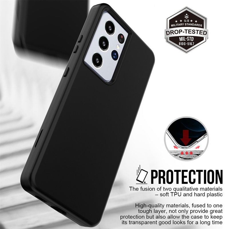 For Samsung Galaxy S23 Ultra Shockproof Heavy Duty Case -Black