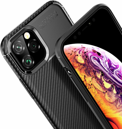 For Apple iPhone 13 Pro Fiber Rugged Case TPU Cover-Black