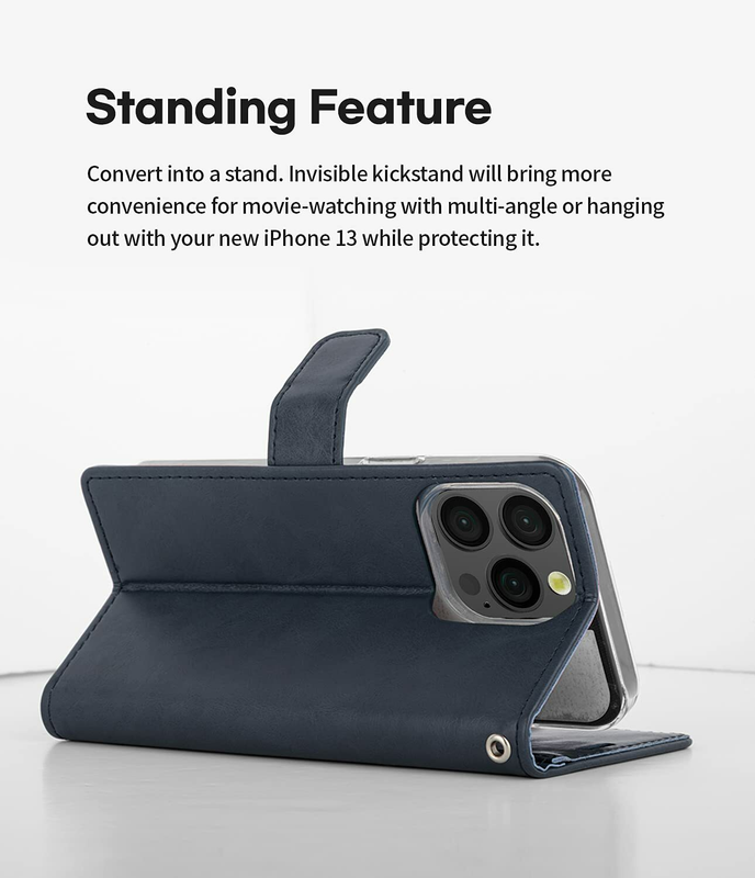 Flip Wallet Case for iPhone 14 ,Navy Blue