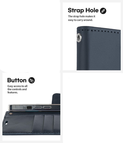 For iPhone 12 mini  Flip Wallet Navy Blue Case