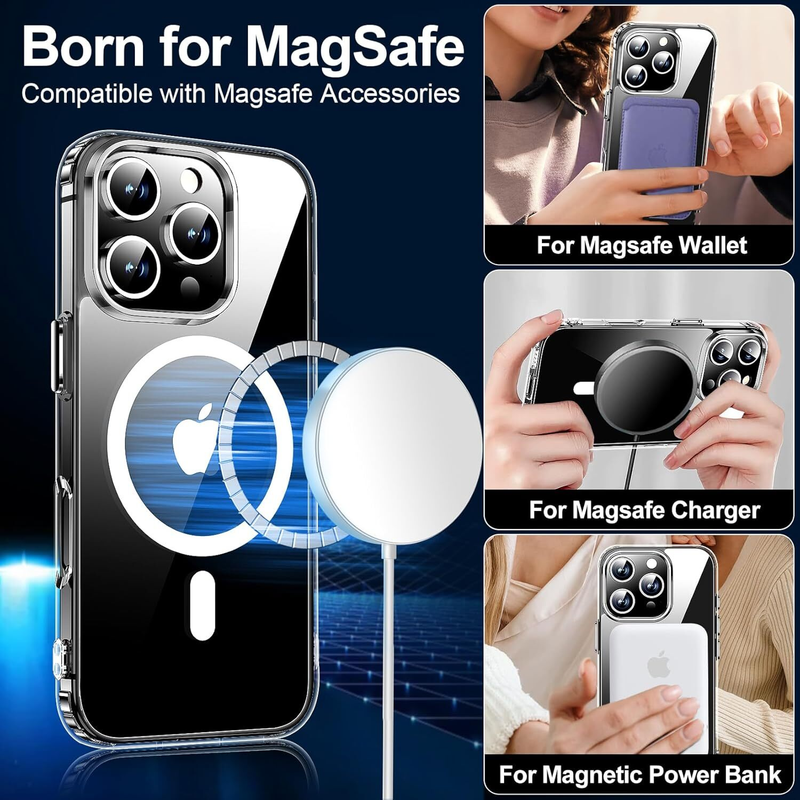 For iPhone 13 Pro Clear MagSafe Shockproof Transparent Protective Case